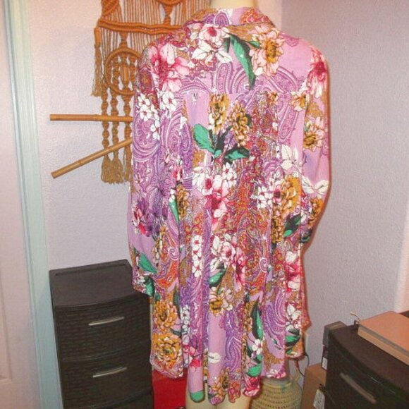 Cottagecore Crinkle Gauze Pintuck Blouse Top Size 12 Fits M Tunic Boho Fairy NEW - Picture 7 of 12